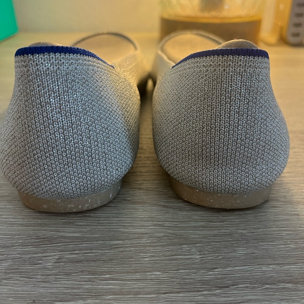 Rothy's Pointed Knit Flats in two tone Metallic Silver EUC - Picture 4 of 9